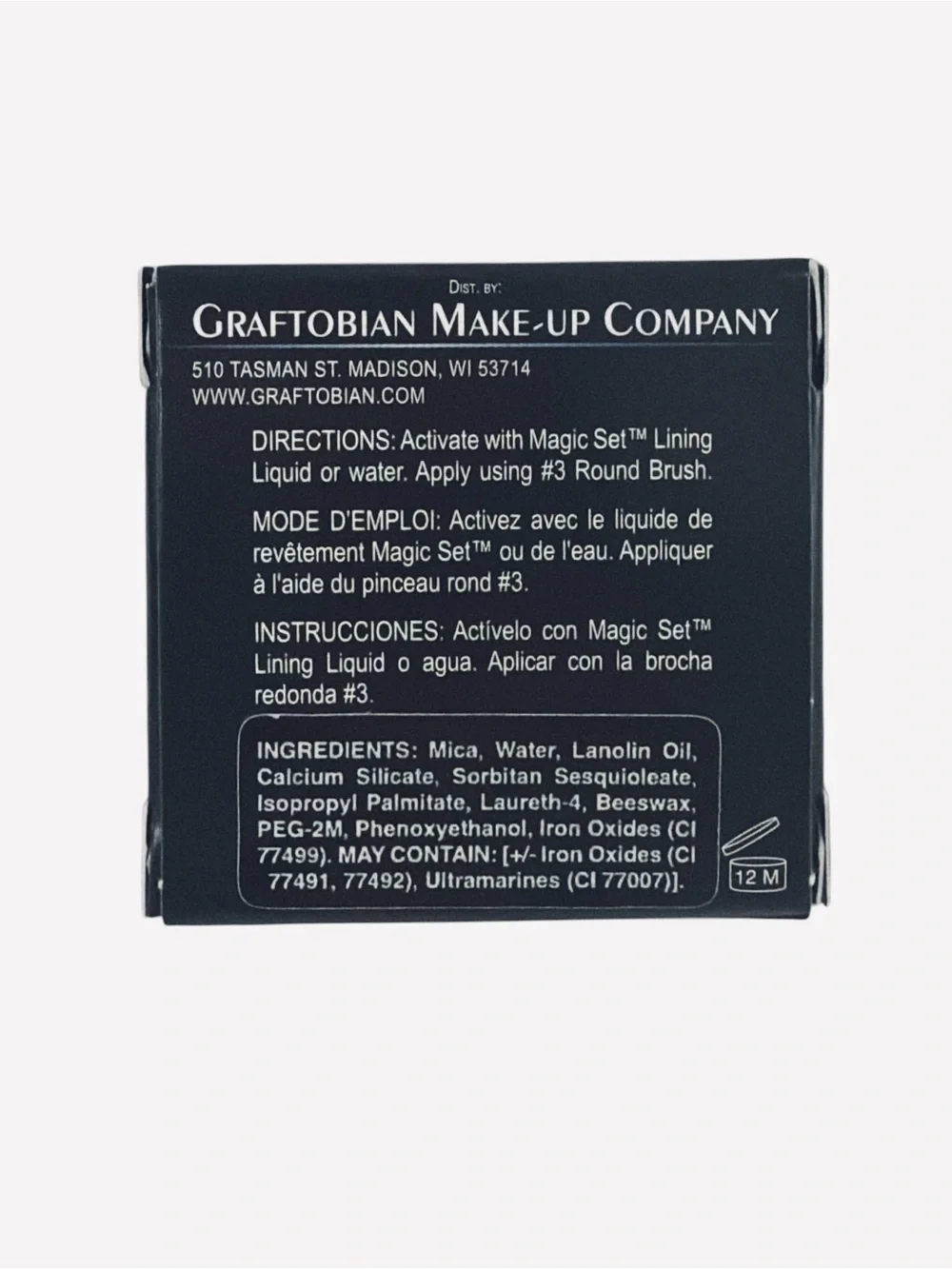 Graftobian Jet Black Cake Eyeliner, Long-Lasting, Water-Activated Power